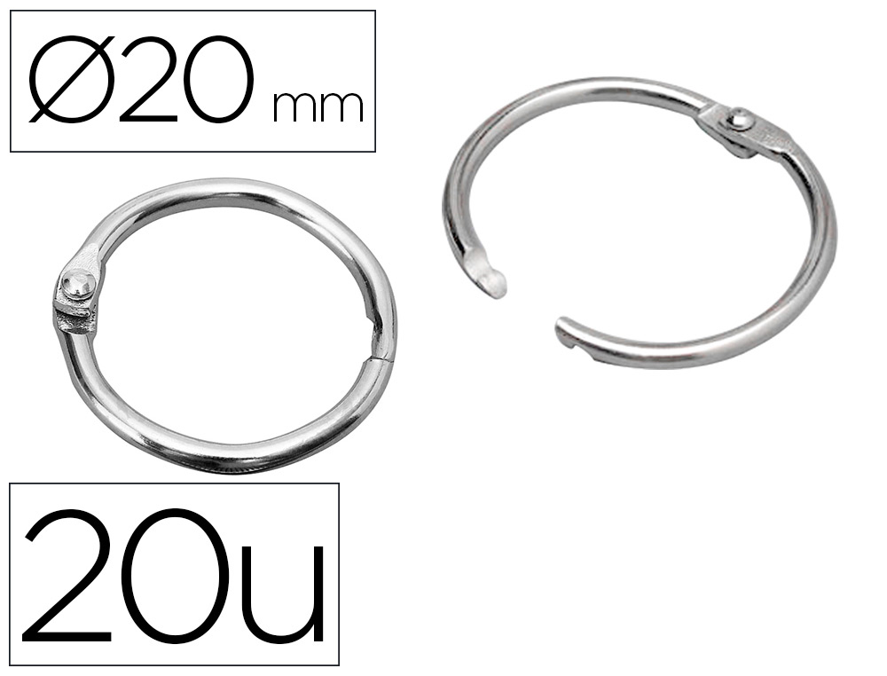 ARGOLAS NIQUELADAS, N. 1, 20 MM, CAIXA COM 20 UNIDADES