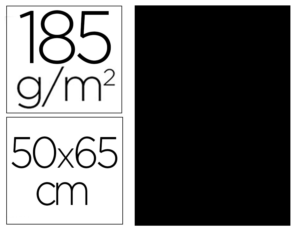 CARTOLINA 500 X 650 MM, 185 GRS, GUARRO, PRETO