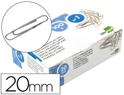 CLIPS LIDERPAPEL LABIADOS N.1 20 MM CAIXA DE 100 UNIDADES