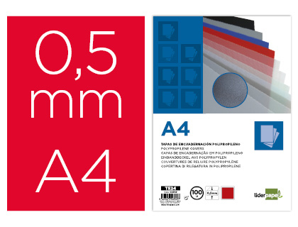 CAPA ENCADERNACAO LIDERPAPEL POLIPROPILENO A4 0.5MM VERMELHO EMBALAGEM DE 100 UNIDADES