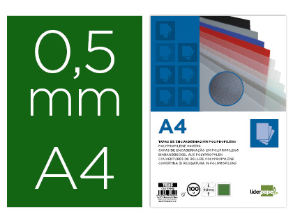 CAPA ENCADERNACAO LIDERPAPEL POLIPROPILENO A4 0.5MM VERDE OPACO EMBALAGEM DE 100 UNIDADES