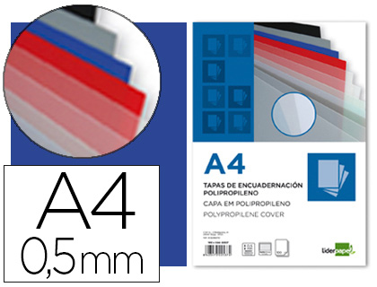 CAPA DE ENCADERNACAO LIDERPAPEL POLIPROPILENO DIN A4 0.5 MM AZUL TRANSLUCIDO PACK DE 100 UNIDADES