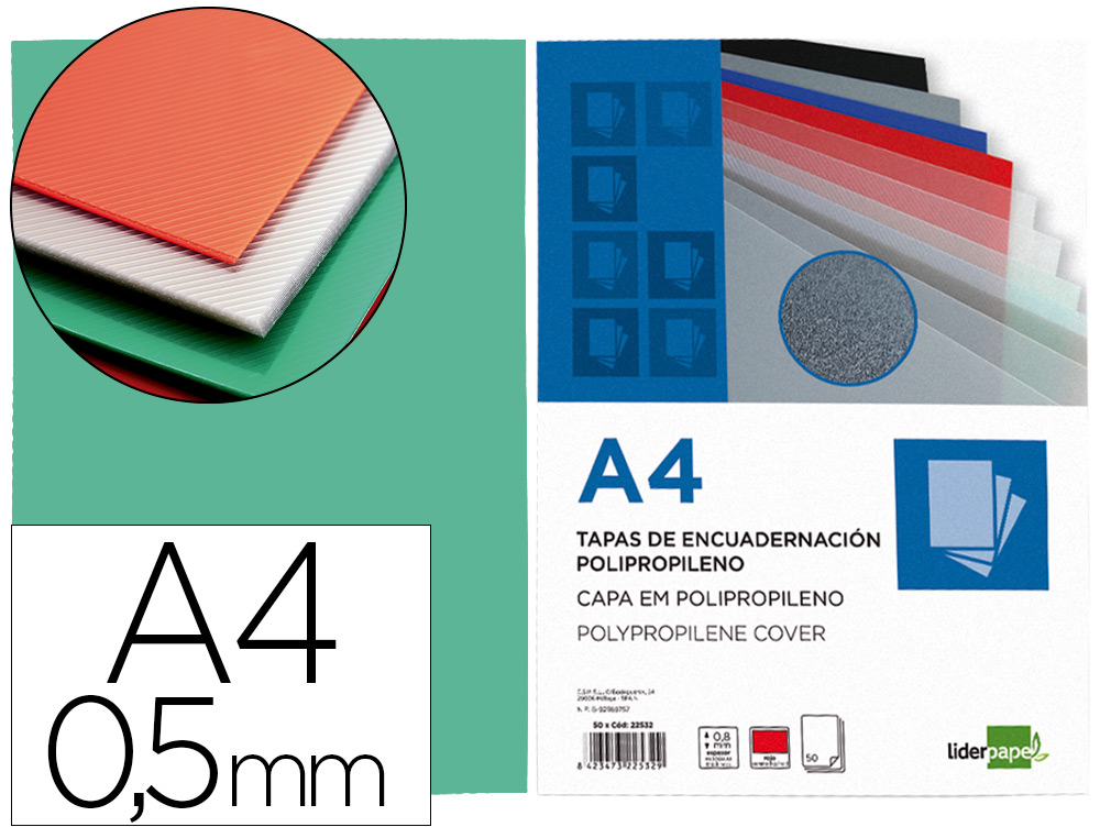 CAPA DE ENCADERNACAO LIDERPAPEL POLIPROPILENO DIN A4 0.5 MM VERDE TRANSLUCIDO PACK DE 100 UNIDADES