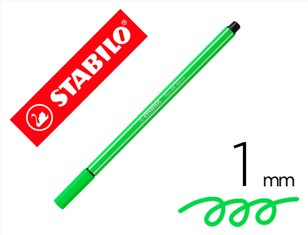 MARCADOR STABILO AGUARELAVEL PEN 68 VERDE NEON 1 MM