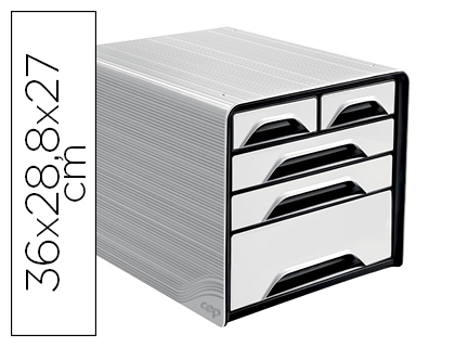BLOCOS CLASSIFICADORES DE SECRETARIA CEP 5 GAVETAS MISTOS BRANCO/PRETO 360X288X270 MM