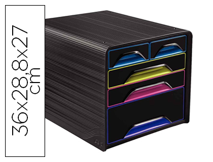 BLOCOS CLASSIFICADORES DE SECRETARIA CEP 5 GAVETAS MISTOS PRETO/MULTICOLOR 360X288X270 MM