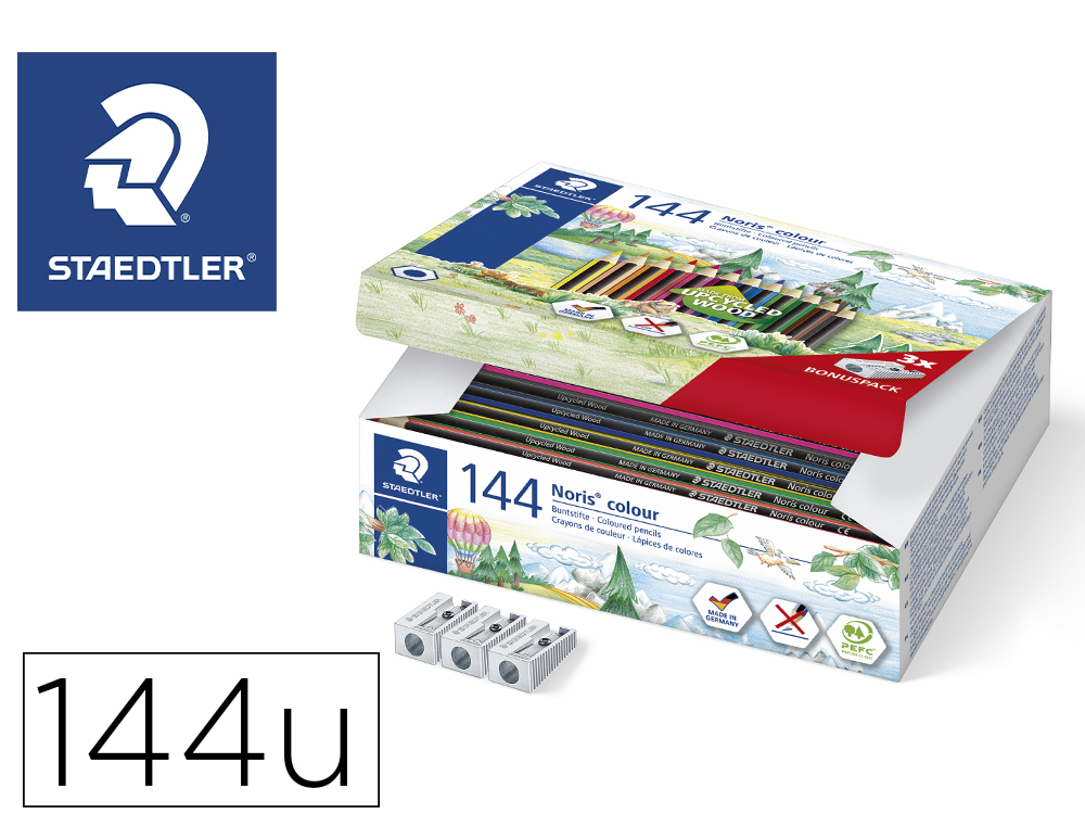 LAPIS DE COR STAEDTLER WOPEX ECOLOGICO CAIXA DE 144 UNIDADES SORTIDAS 12 CORES SORTIDAS