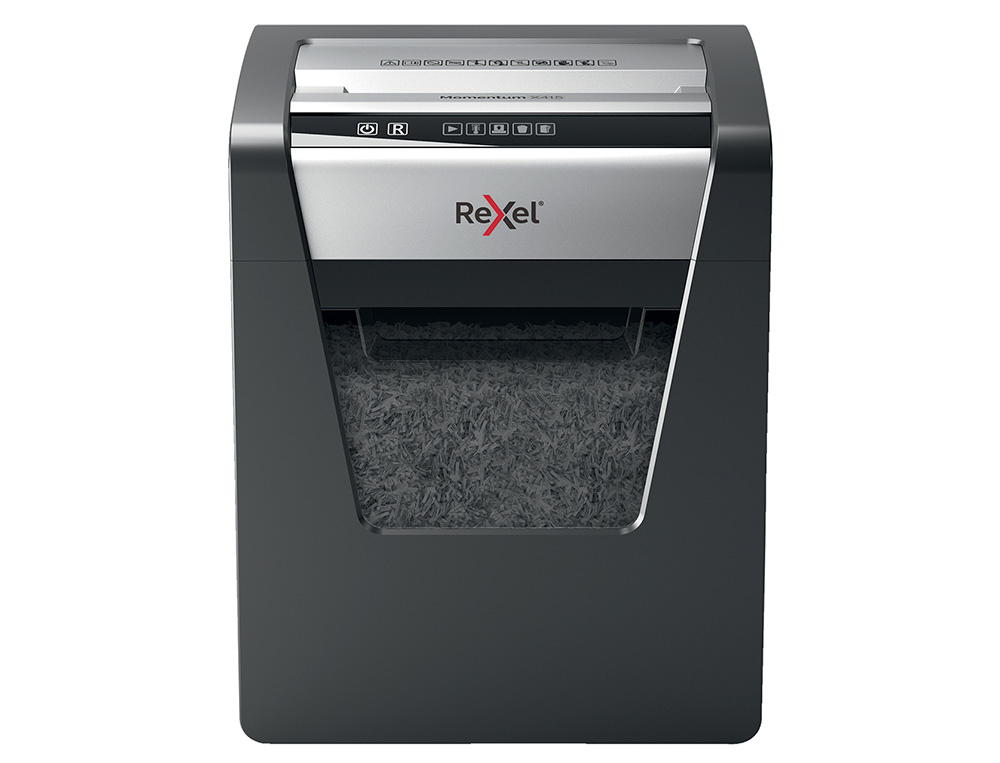 DESTRUIDORA DE DOCUMENTOS REXEL MOMENTUM X410 CAPACIDADE DE CORTE 10 FOLHAS DESTROI AGRAFES E CLIPS 23 L CAIXOTE DO LIXO