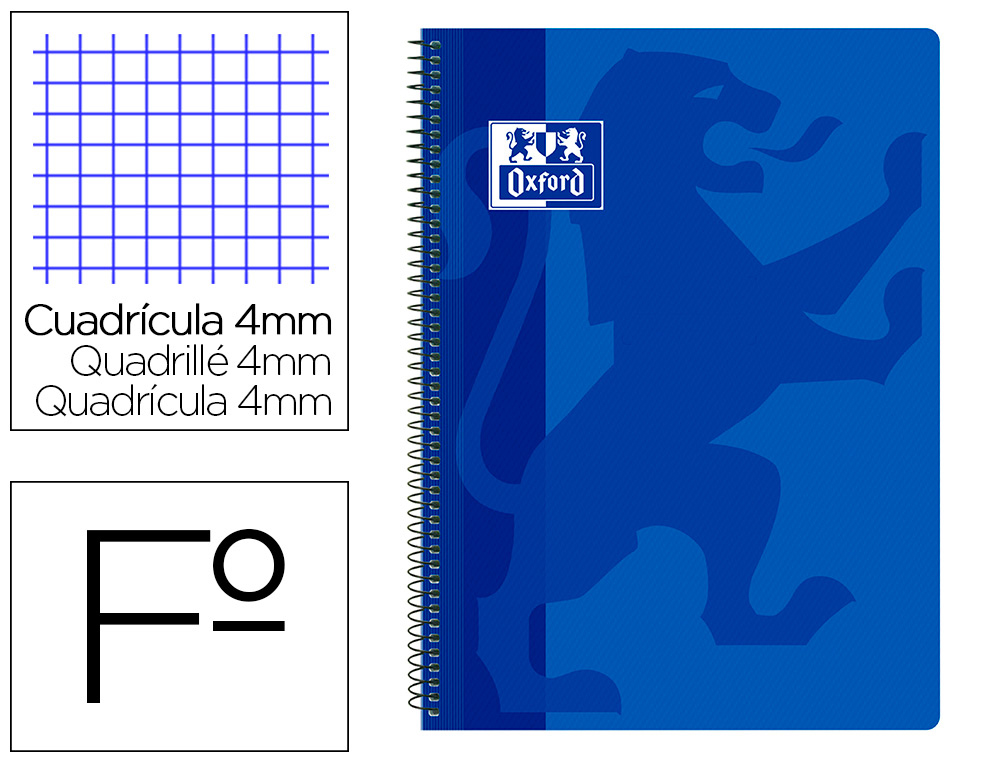 CADERNO ESPIRAL OXFORD SCHOOL CLASSIC CAPA POLIPROPILENO FOLIO 80 FOLHAS QUADRICULA 4 MM COM MARGEM AZUL MARINHO