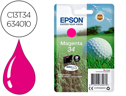 TINTEIRO EPSON 34 WORKFORCE PRO WF-3720 / WF-3720DWF / WF-3725DWF MAGENTA 300 PAGINAS