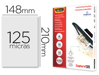 BOLSA DE PLASTIFICAR FELLOWES BRILHO DIN A5 125 MICRONS PACK 100 UNIDADES