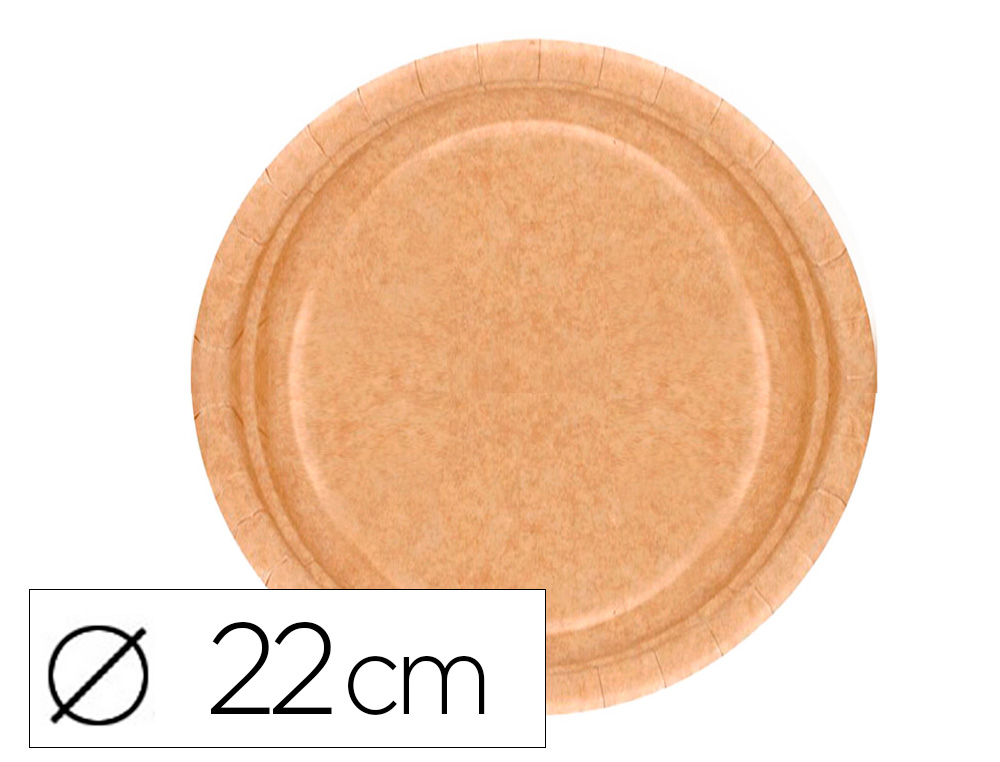 PRATO CARTAO BIODEGRADAVEL CASTANHO 22 CM PACK DE 50 UNIDADES
