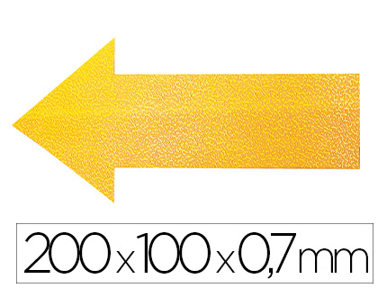 SIMBOLO ADESIVO DURABLE PVC FORMA DE FLECHA PARA DELIMITACAO DE CHAO AMARELO 200X100X0,7 MM PACK DE 10 UNIDADES