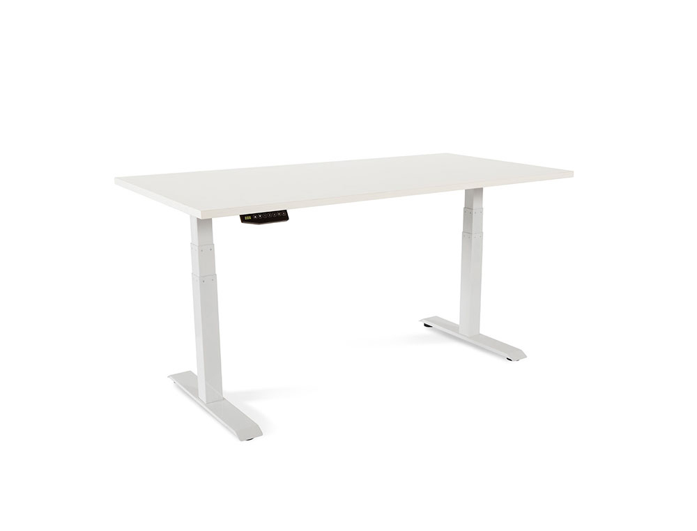 MESA ROCADA REGULAVEL EM ALTURA ELECTRICAMENTE ATE 129 CM ESTRUTURA DE ACO NO TAMPO 160 CM COR BRANCO