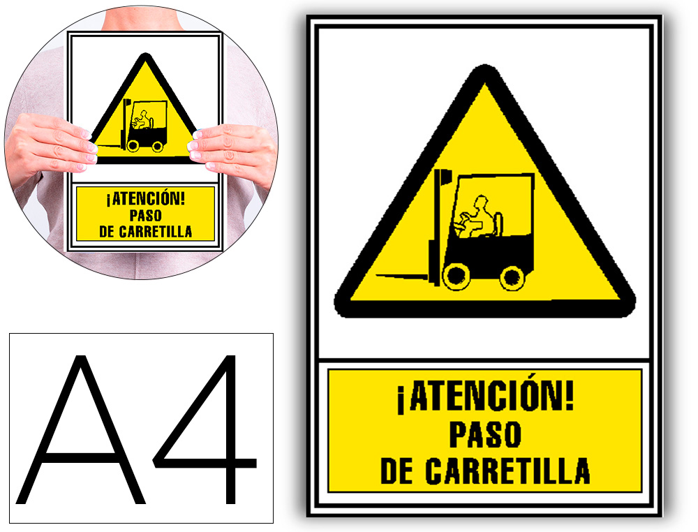 PICTOGRAMA ARCHIVO 2000 ATENCAO PASSAGEM DE EMPILHADORAS PVC AMARELO LUMINISCENTE 210X297 MM