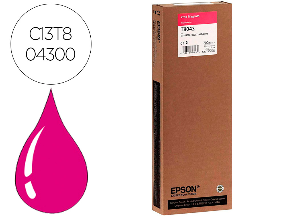 TINTEIRO EPSON GF SURECOLOR SERIE SC-P VIVID MAGENTA ULTRACHROME HDX/HD 700ML