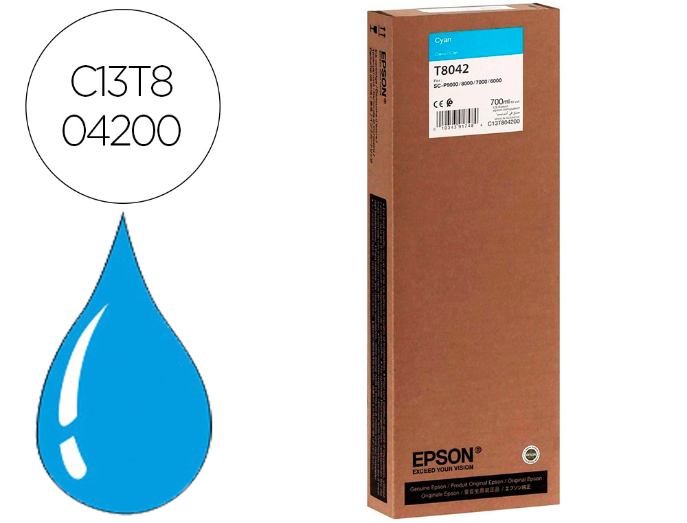 TINTEIRO EPSON GF SURECOLOR SERIE SC-P CIAN ULTRACHROME HDX/HD 700ML