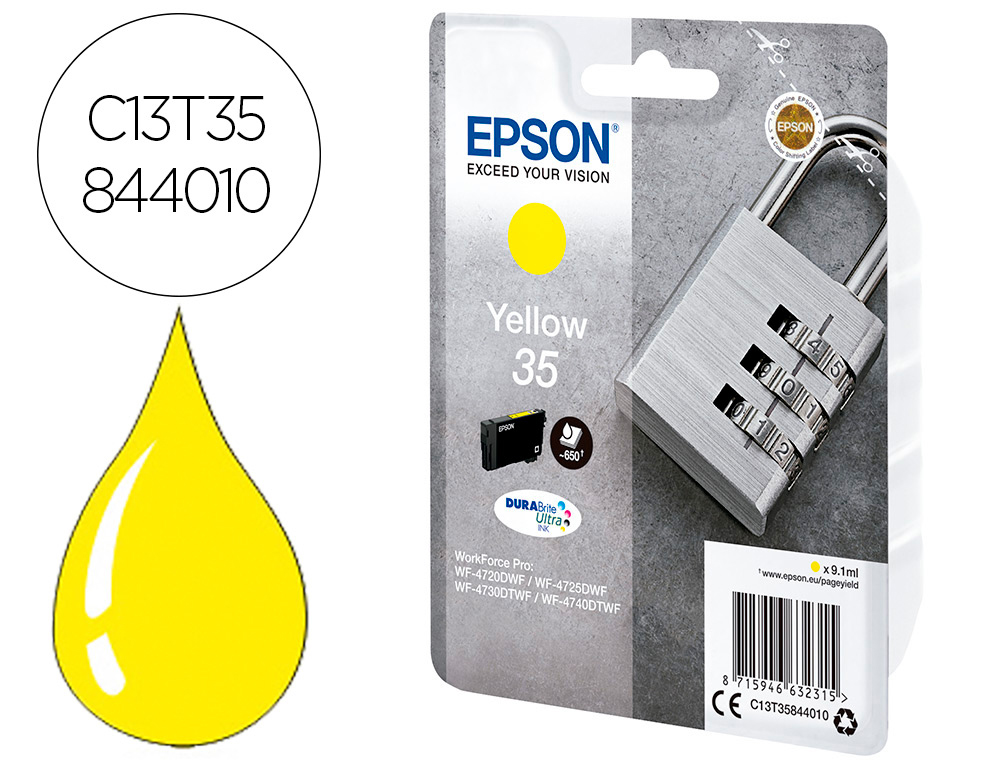 TINTEIRO EPSON SINGLEPACK AMARELO 35 DURABRITE ULTRA INK