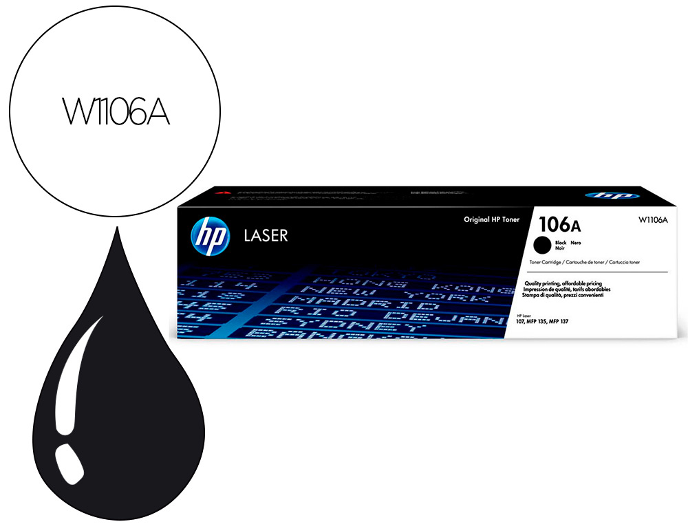 TONER HP LASER 107A/W, MFP 135A PRETO 106A