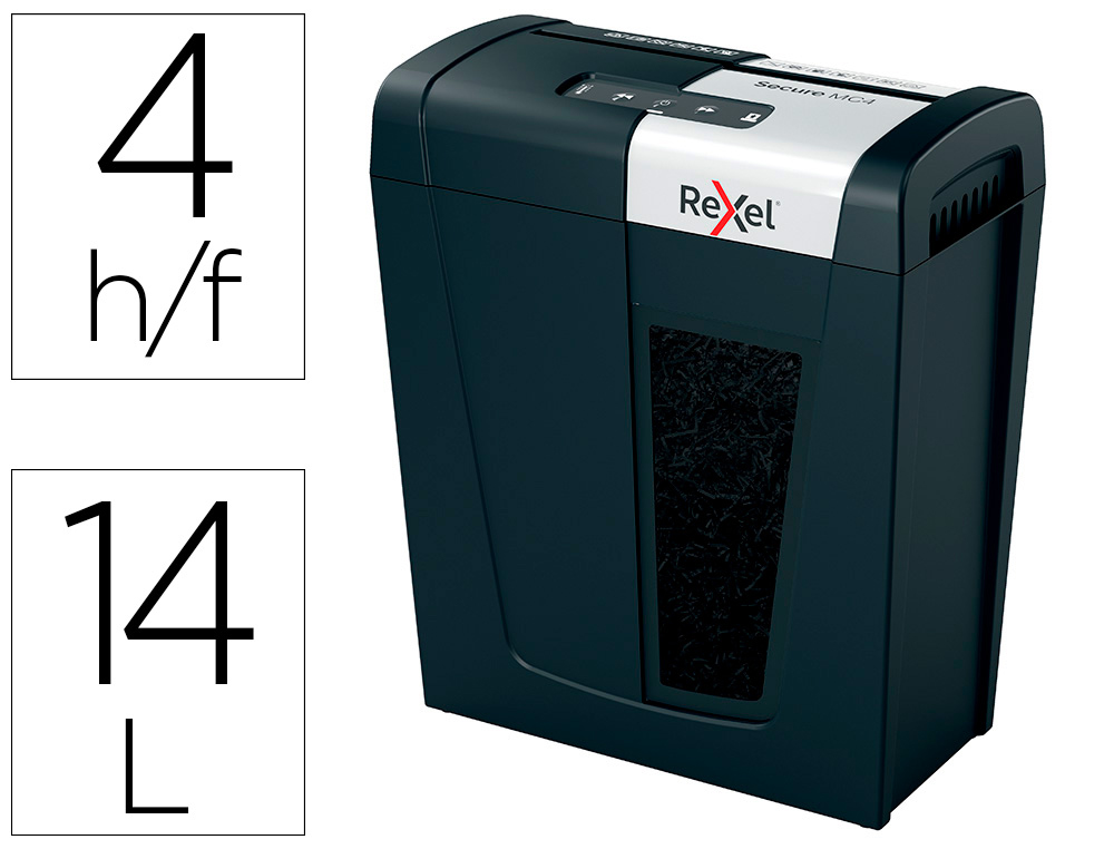 DESTRUIDORA DE DOCUMENTOS REXEL SECURE MC4 CAPACIDADE 4 FOLHAS MICRO CORTE DESTROI AGRAFES E CLIPS