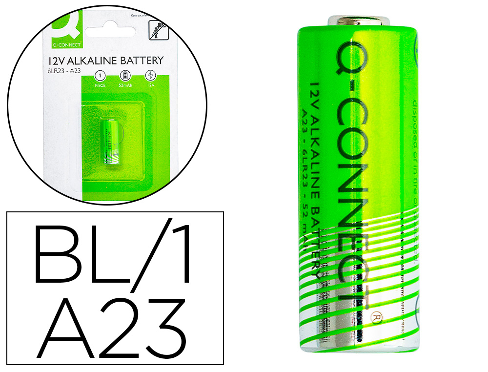 PILHA Q-CONNECT ALCALINA AG23 6LR23 12V BLISTER DE 1 UNIDADE