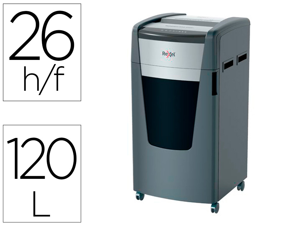 DESTRUIDORA DE DOCUMENTOS REXEL MOMENTUM EXTRA XP426+ CAPACIDADE CORTE 26 F P4 DESTROI AGRAFES CLIPS CD E CARTOES 120 L