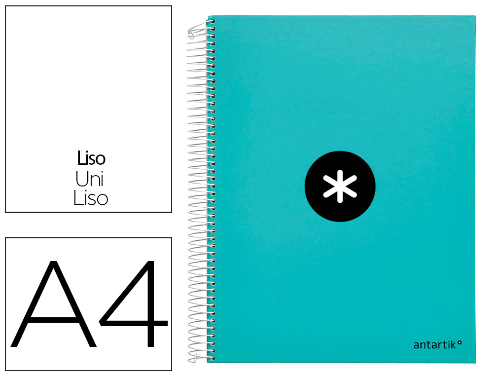 CADERNO ESPIRAL DIN A4 ANTARTIK CAPA FORRADA 120 F 100 GR LISO 5 BANDAS COR MENTA