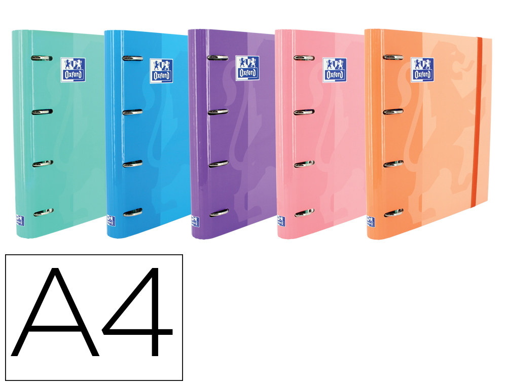 PASTA COM RECARGA OXFORD EUROPEANBINDER CLASSIC 4 ANEIS 35 MM QUADRICULA 5 MM DIN A4 CAPA EXTRADURA CORES TENDENCIA
