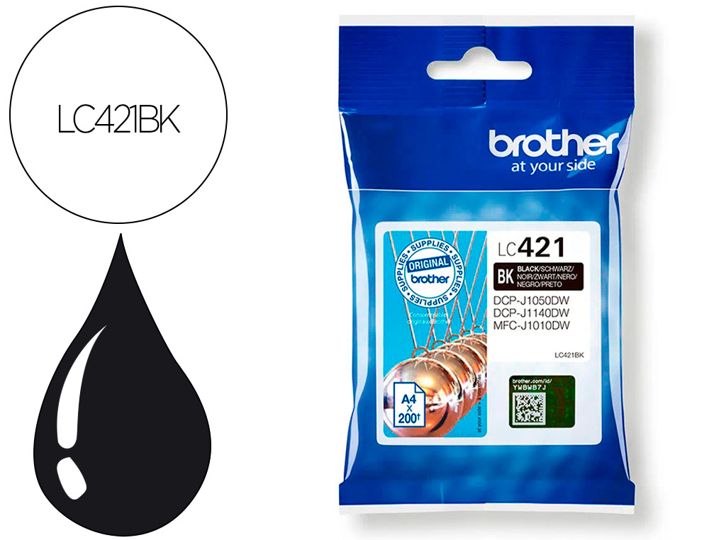 TINTEIRO BROTHER LC421BK DCP-J1050DW / DCP-J1140DW / MFC-J10 PRETO 200 PAGINAS