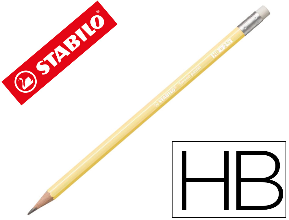 LAPIS DE GRAFITE STABILO SWANO COM BORRACHA MINA 2,2 MM DUREZA HB AMARELO PASTEL