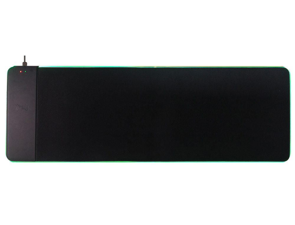 TAPETE DE RATO GAMING Q-CONNECT COM CARREGADOR SEM FIOS E ILUMINAO RGB COR PRETA 800X300X4 MM