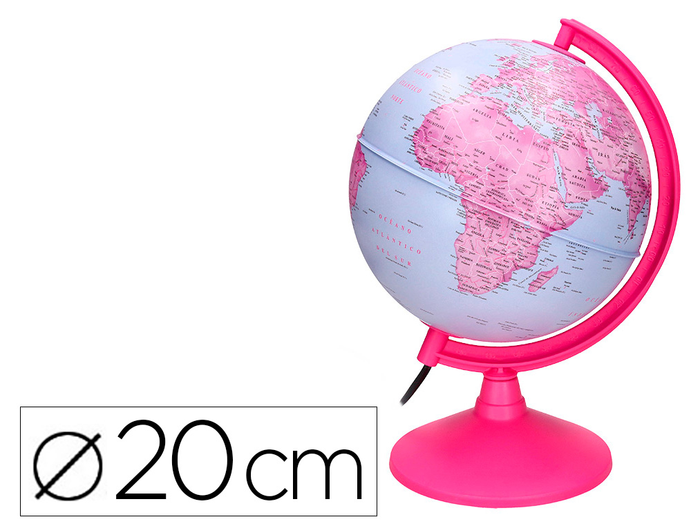 GLOBO LIDERPAPEL COM LUZ FISICO E POLITICO DIAMETRO 20 CM COR ROSA