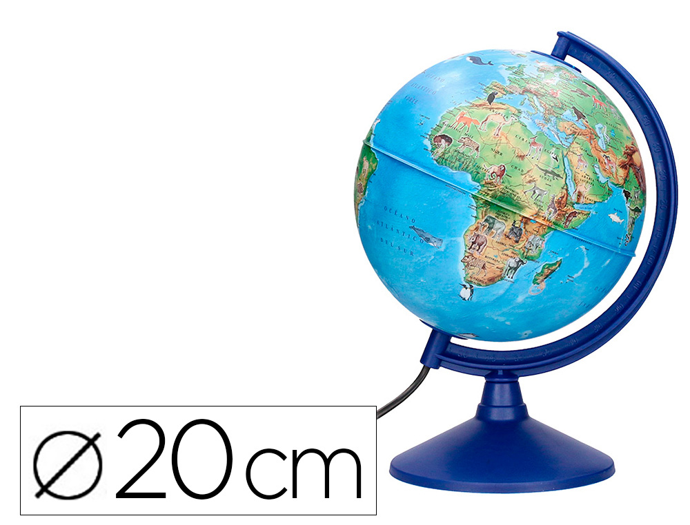 GLOBO LIDERPAPEL COM LUZ FISICO E POLITICO COM ANIMAIS DIAMETRO 20 CM