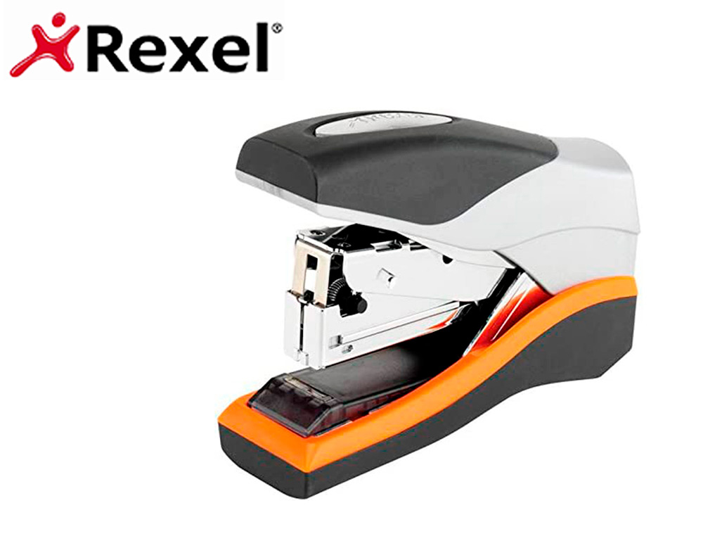 AGRAFADOR REXEL OPTIMA 40 COMPACT METALICO CAPACIDADE 40 FOLHAS USA AGRAFES OPTIMA 26/6 COR CINZA/LARANJA