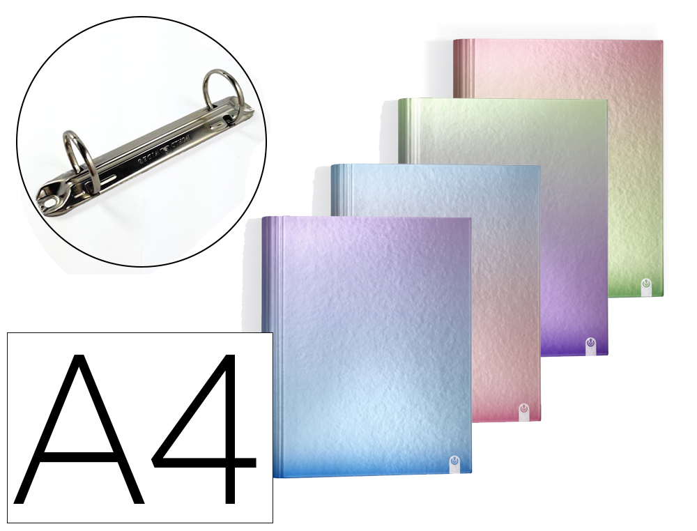 PASTA DE 4 ANEIS DE 25 MM CARCHIVO DIN A4 CARTAO FORRADO COR METALIZADO GRADIENTE