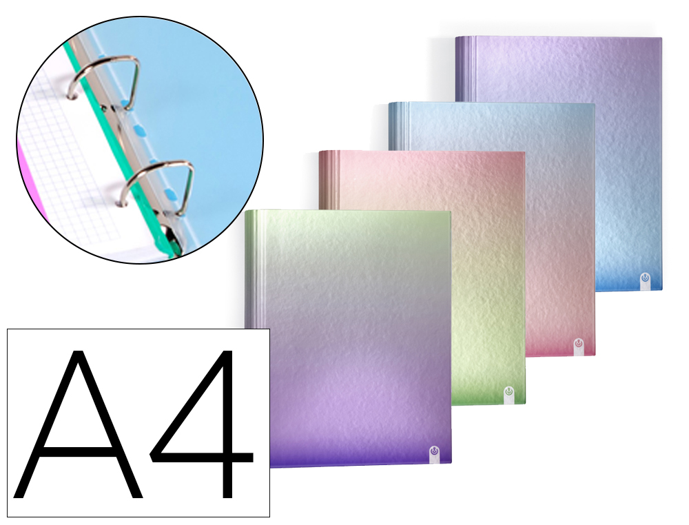 PASTA DE 4 ANEIS DE 40 MM CARCHIVO DIN A4 CARTAO FORRADO COR METALIZADO GRADIENTE