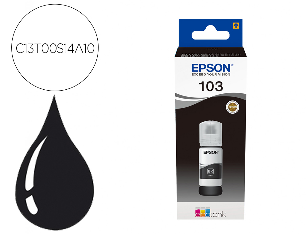 TINTA EPSON ECOTANK 103 L3110/3150/3151/5190 PRETO GARRAFA DE 65 ML