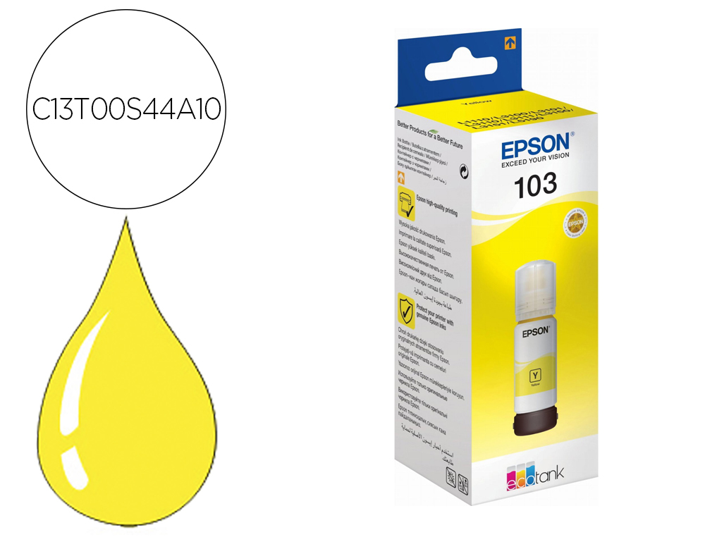 TINTA EPSON ECOTANK 103 L3110/3150/3151/5190 AMARELO GARRAFA DE 65 ML