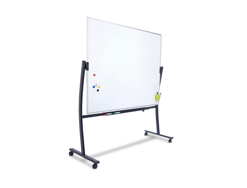 QUADRO BRANCO ROCADA ACO LACADO MAGNETICO MOLDURA ALUMINIO DUPLA FACE GIRATORIO CURVE 120X150 CM