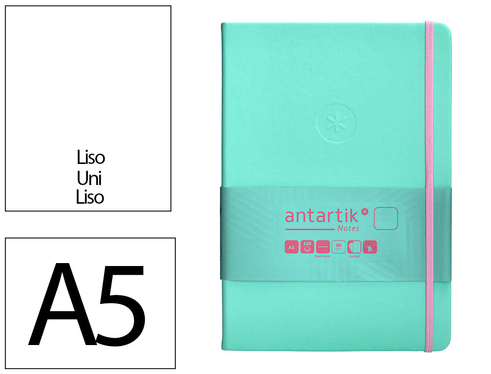 CADERNO COM ELASTICO ANTARTIK NOTES CAPA DURA A5 LISO ROSA E TURQUESA 100 FOLHAS 80 GR FSC