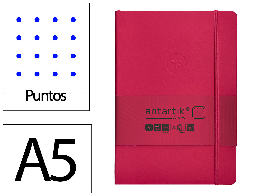CADERNO COM ELASTICO ANTARTIK NOTES CAPA MOLE A5 PONTILHADO FUCSIA 80 FOLHAS 80 GR FSC