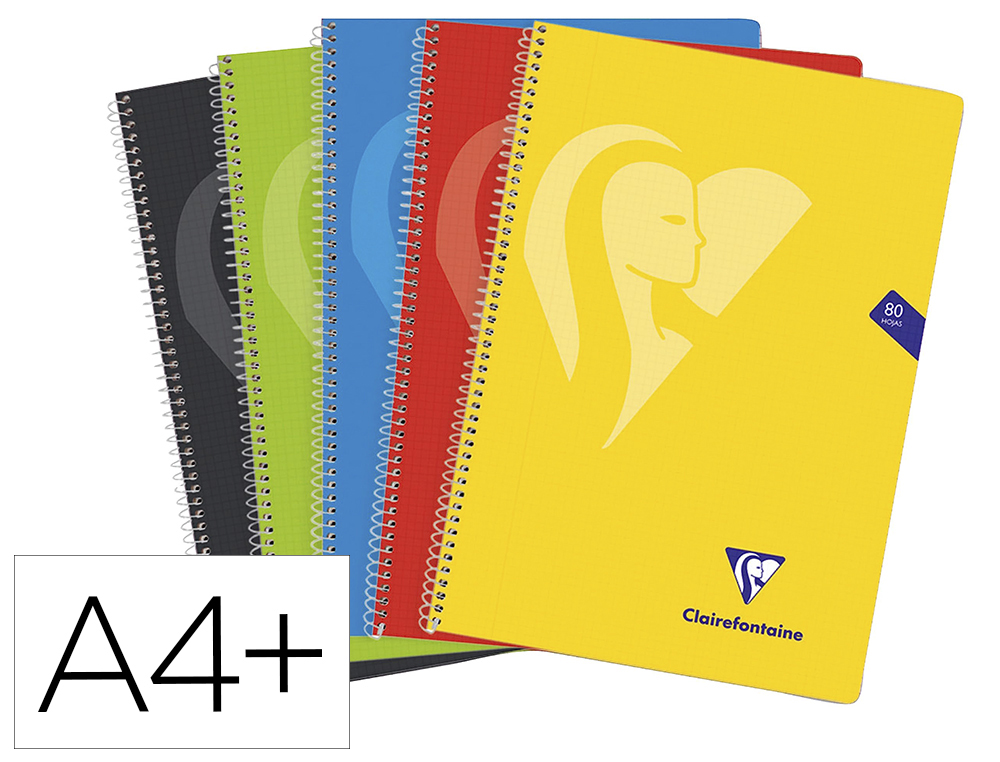 CADERNO ESPIRAL CLAIREFONTAINE CAPA POLIPROPILENO FOLIO 80 FOLHAS 90 GR QUADRICULA 4MM CORES VIVAS SORTIDAS