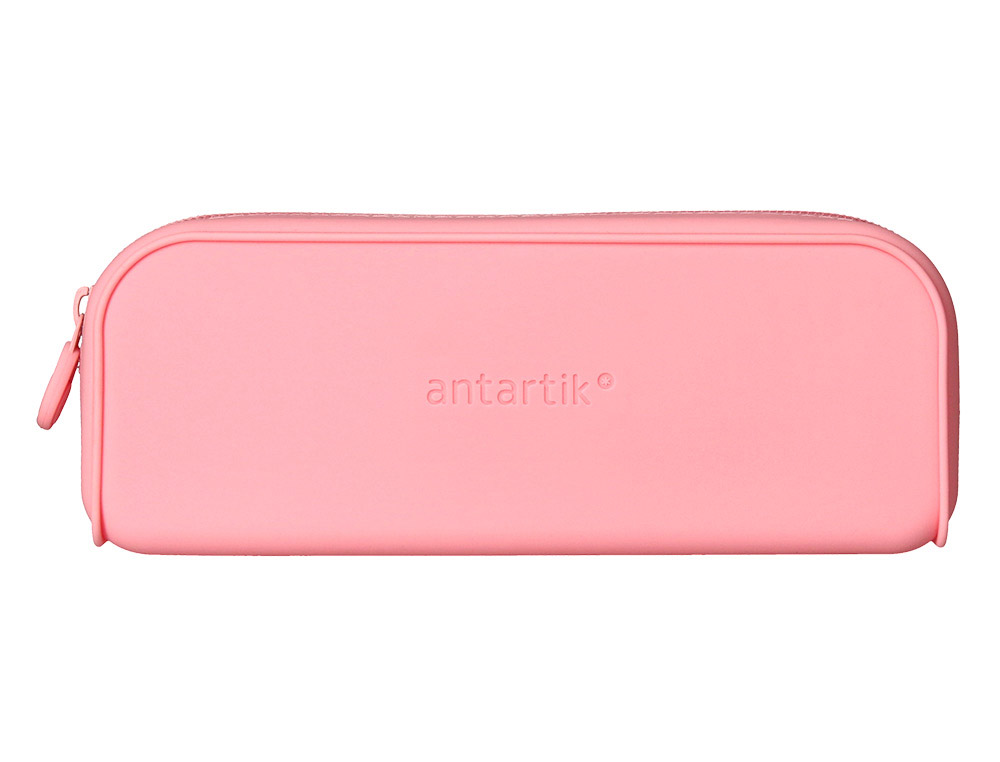 ESTOJO ESCOLAR ANTARTIK PRISMA SILICONE SOFT RETANGULAR 185X50X75 MM ROSA CHICLETE