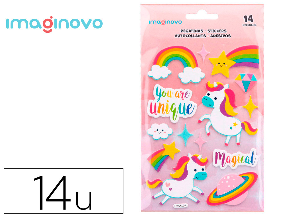 AUTOCOLANTES IMAGINOVO UNICORNIOS MAGIC DREAMS COM RELEVO 210X130 MM EM BLISTER