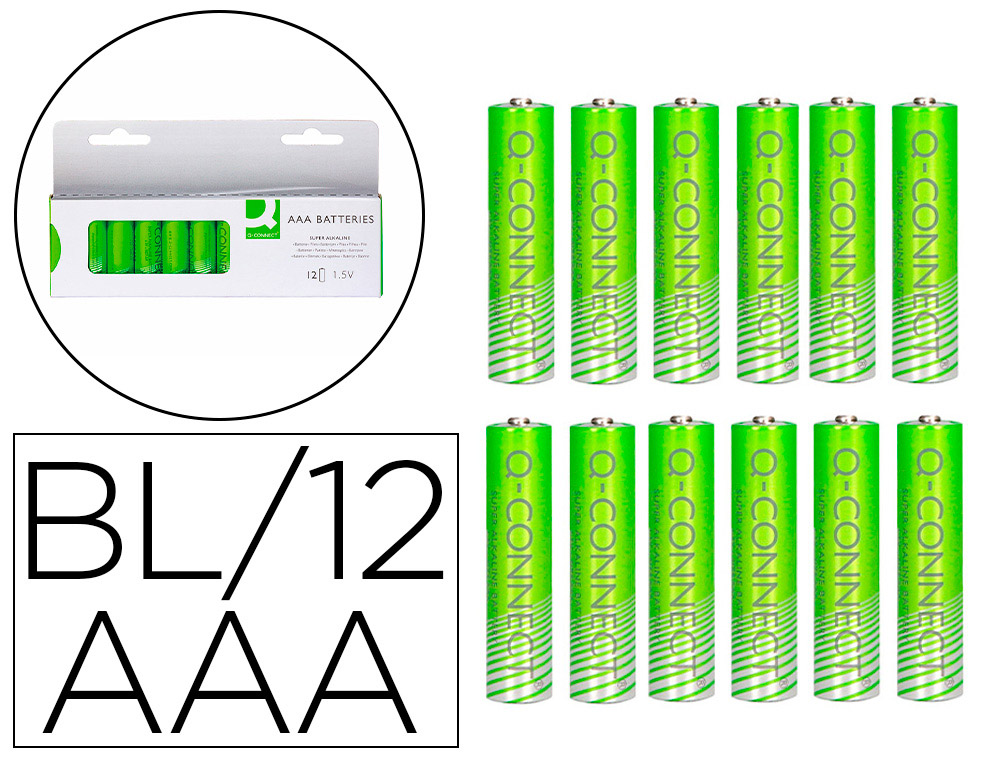 PILHA Q-CONNECT ALCALINA AAA BLISTER DE 12 UNIDADES