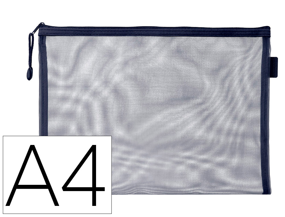 BOLSA COM FECHO DE CORRER LIDERPAPEL POLIESTER TRANSPIRAVEL MULTIUSOS DIN A4 AZUL MARINHO
