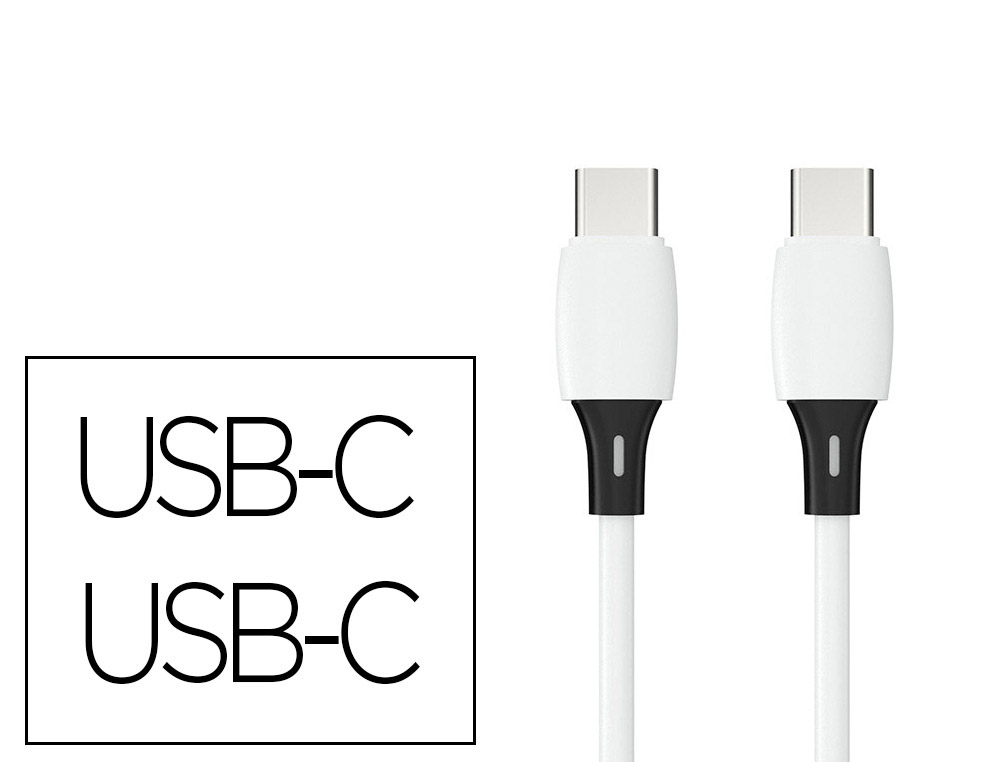 CABO USB-C A USB-C Q-CONNECT PVC COMPRIMENTO 1M BRANCO