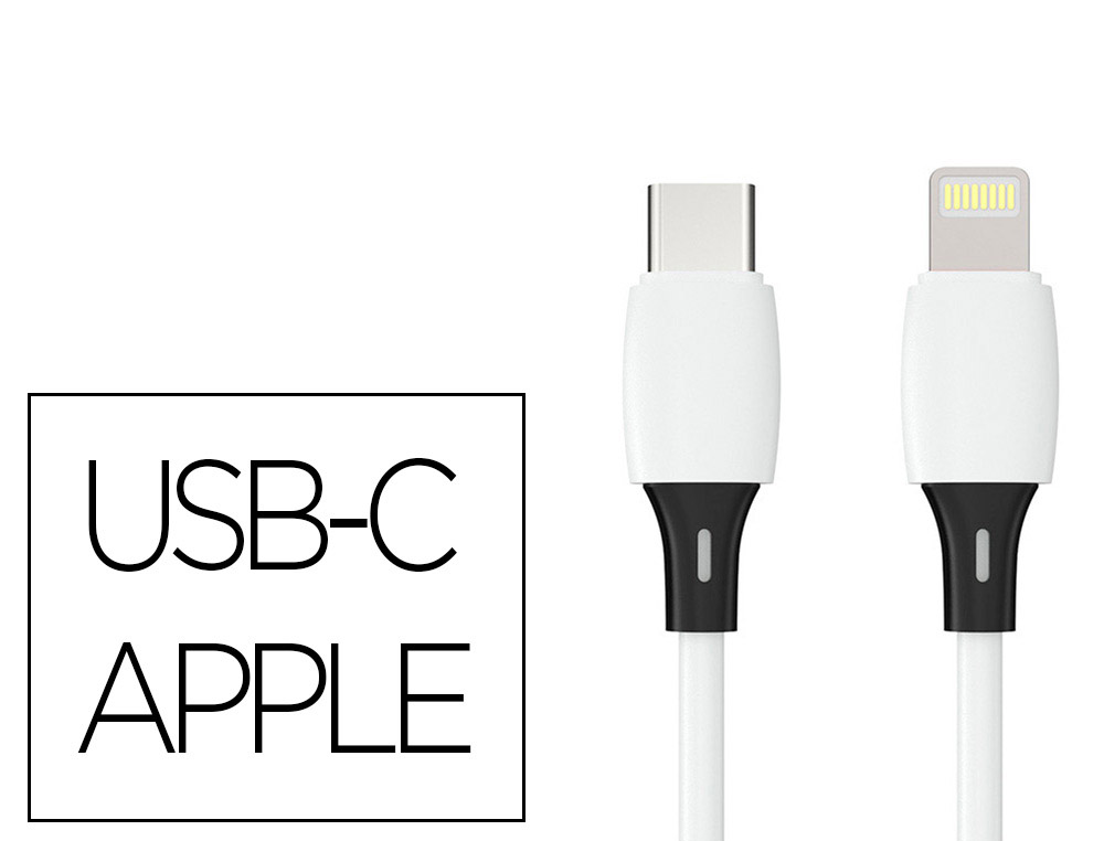 CABO USB-C A APPLE Q-CONNECT PVC COMPRIMENTO 2M BRANCO