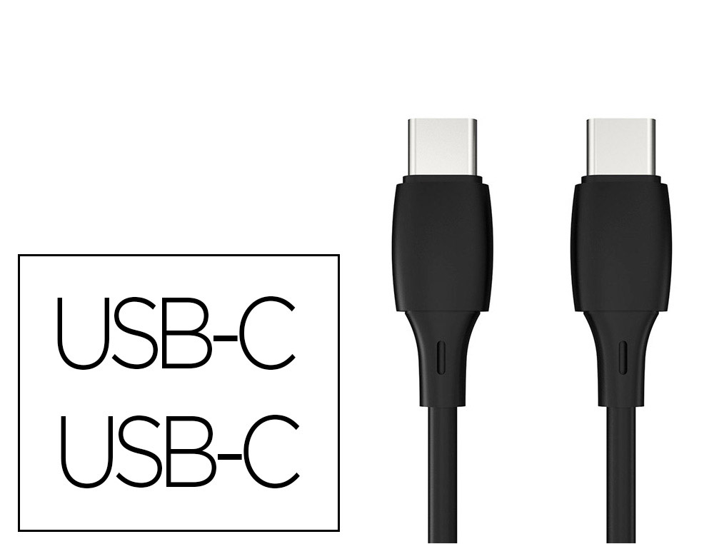CABO USB-C A USB-C Q-CONNECT PVC COMPRIMENTO 1M PRETO