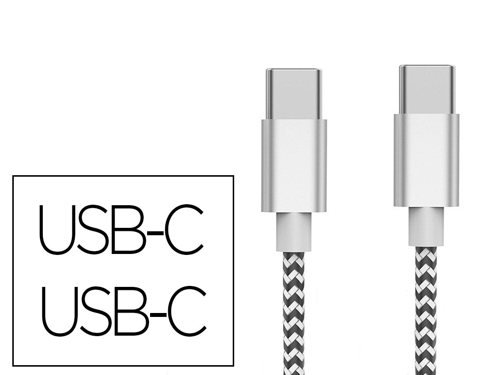 CABO USB-C A USB-C Q-CONNECT NYLON COMPRIMENTO 1M BRANCO